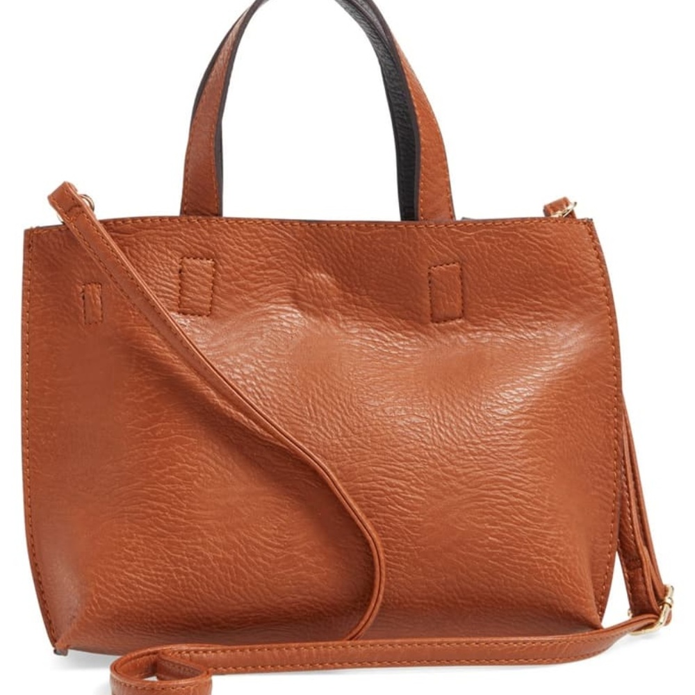 Reversible Faux Leather Crossbody Mini Tote